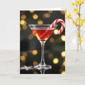 Carte Canne de Noël dans un cocktail (Fleur jaune)
