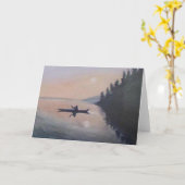 Carte Canoë sur un lac paisible (Fleur jaune)