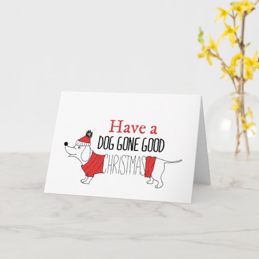 Carte Canons de Noël Chien Chiens de Père Noël Chien Chi (Fleur jaune)