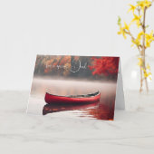 Carte Canot Rouge fête des pères Sur Le Lac D'Automne (Fleur jaune)