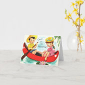 Carte Canot vintage Valentine (Fleur jaune)