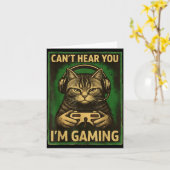Carte Can't Hear You I'm Gaming Funny Gamer Cat Playing  (Fleur jaune)