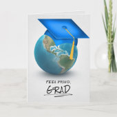 Carte cap de graduation bleu sur le globe (Devant)