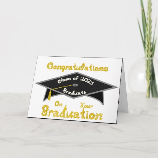 Carte Cap de Graduation Noire Classe 2025 Casquette dipl (Devant)