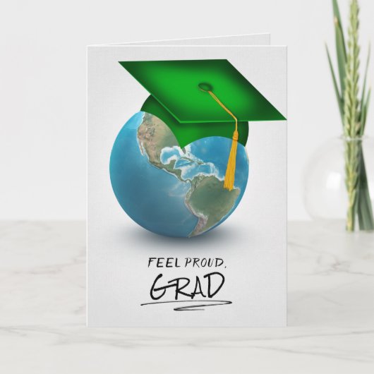 Carte cap de graduation verte sur le globe (Devant)