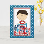 Carte Capable Boy avec Walker - Joyeux 6e anniversaire (Fleur jaune)