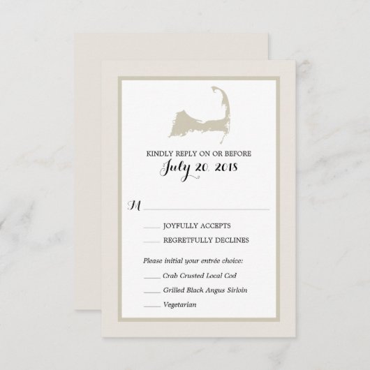 Carte Cape Cod | Menu Mariage RSVP (Devant / Derrière)