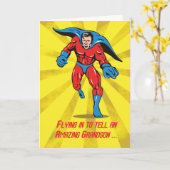 Carte Caped Superhero Grandson 8e anniversaire (Fleur jaune)