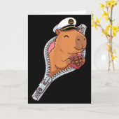 Carte Capitaine Capybara Saint-Valentin Cœur de Chocolat (Fleur jaune)