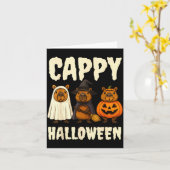 Carte Cappy Halloween Funny Capybara Ghost Witch Pumpkin (Fleur jaune)