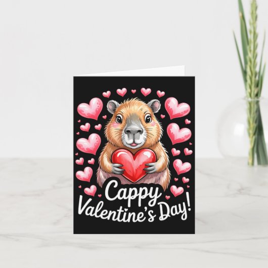 Carte Cappy Saint-Valentin Mignon Capybara Dessin de cœu (Devant)