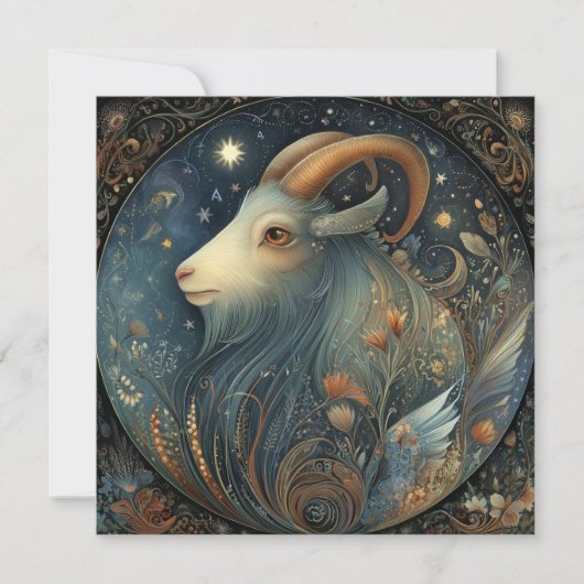 Carte Capricorn Goat Zodiac Astrology Celestial Birthday (Devant)