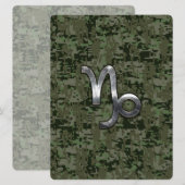 Carte Capricorn Zodiac Connexion vert olive camo numériq (Devant / Derrière)