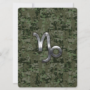 Carte Capricorn Zodiac Connexion vert olive camo numériq