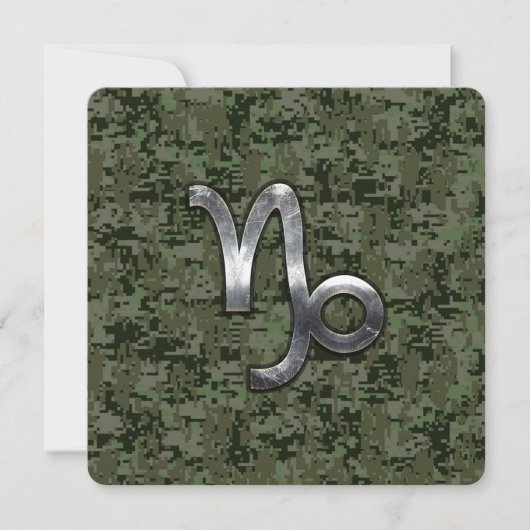 Carte Capricorn Zodiac Connexion vert olive camo numériq (Devant)