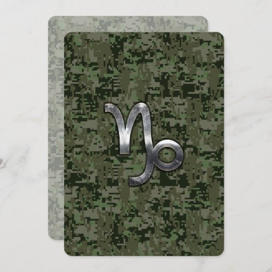 Carte Capricorn Zodiac Connexion vert olive camo numériq (Devant / Derrière)