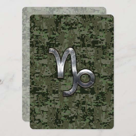 Carte Capricorn Zodiac Connexion vert olive camo numériq (Devant / Derrière)