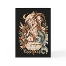 Capricorn Zodiac Terracotta Botanical Astrology