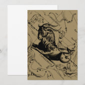 Carte Capricorne Constellation Hevelius 1690 sur Taupe (Devant / Derrière)