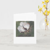 Carte capsule de coton avec l'arrière - plan vert (Fleur jaune)