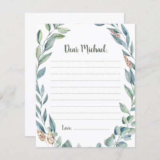 Carte Capsule Temps Cadre Vert (Devant / Derrière)