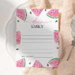 Carte Capsule Temps Dans Un Melon Watermelon<br><div class="desc">Présentez notre carte de capsule "One In A Melon" Watermelon Time, un ajout spécial pour capturer les souvenirs de la célébration d'anniversaire de votre enfant. Cette carte pleine de charme est dotée de superbes graphismes de pastèque et de couleurs vives, parfaites pour préserver des moments et des messages précieux. Facile...</div>