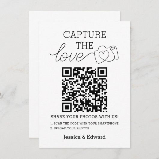 Carte Capturez L'Amour Qr Code Black Chic Mariage modern (Devant / Derrière)