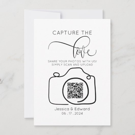 Carte Capturez L'Amour Qr Code Black Chic Mariage modern (Devant)