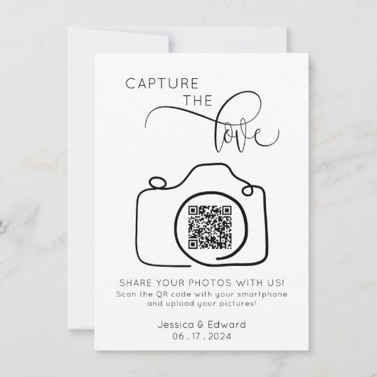 Carte Capturez L'Amour Qr Code Black Chic Mariage modern (Devant)