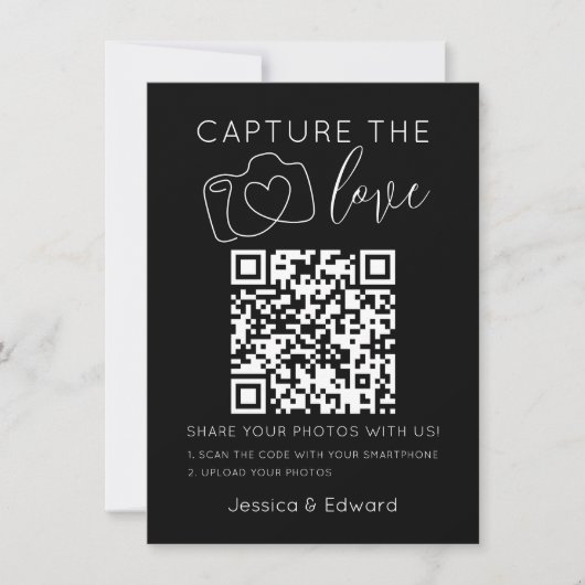 Carte Capturez L'Amour Qr Code Black Chic Mariage modern (Devant)