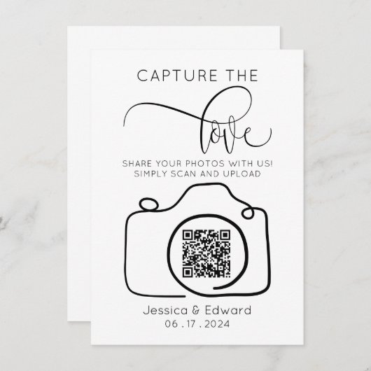 Carte Capturez L'Amour Qr Code Black Chic Mariage modern (Devant / Derrière)