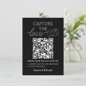 Carte Capturez L'Amour Qr Code Black Chic Mariage modern (Debout devant)