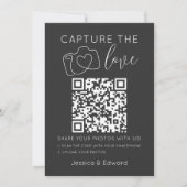 Carte Capturez L'Amour Qr Code Gris Chic Mariage Moderne (Devant)