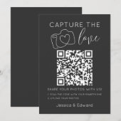 Carte Capturez L'Amour Qr Code Gris Chic Mariage Moderne (Devant / Derrière)