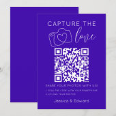 Carte Capturez L'Amour Qr Code Néon Bleu Minimal Moderne (Devant / Derrière)