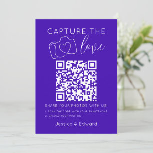 Carte Capturez L'Amour Qr Code Néon Bleu Minimal Moderne
