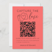 Carte Capturez L'Amour Qr Code Pastel Rouge Mariage mode (Devant)