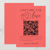 Carte Capturez L'Amour Qr Code Pastel Rouge Mariage mode (Devant / Derrière)