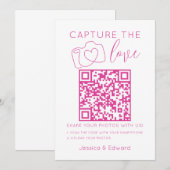 Carte Capturez L'Amour Qr Code Pink Chic Mariage moderne (Devant / Derrière)