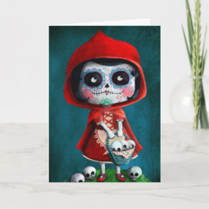 Carte Capuchon de rouge de Dia de los Muertos Little