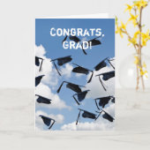 Carte capuchons de graduation en vol (Fleur jaune)
