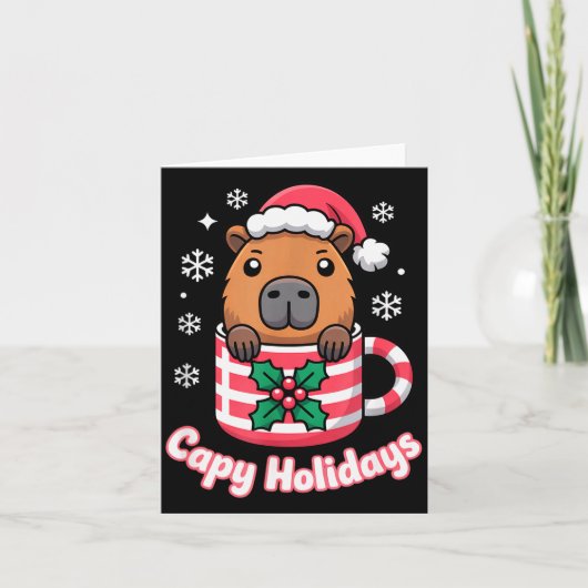 Carte Capy Holidays Cute Capybara Christmas Santa Hat (Devant)