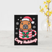 Carte Capy Holidays Cute Capybara Christmas Santa Hat (Fleur jaune)