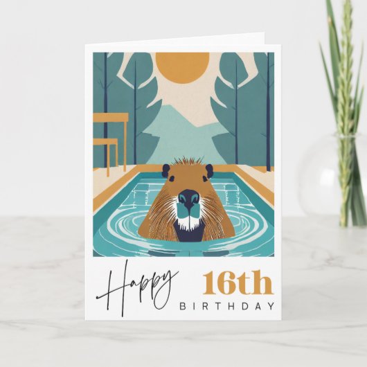 Carte Capybara 16e anniversaire (Devant)