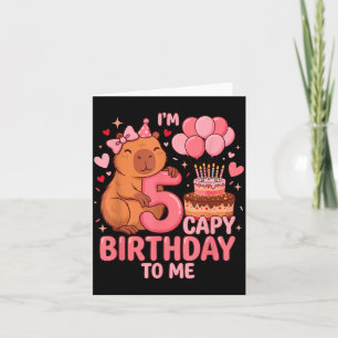 Carte Capybara 5 ans Fille d'anniversaire Capybara 5ème