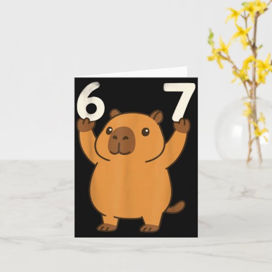 Carte Capybara 67 Meme Six Seven Funny  (Fleur jaune)