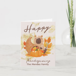 Carte Capybara Action de grâce Famille d'automne