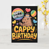 Carte Capybara Animal Lover Fun Cappy Birthday Party Sup (Fleur jaune)