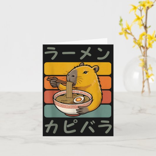 Carte Capybara Anime Graphic Ramen Kawaii Japanese Vinta (Fleur jaune)
