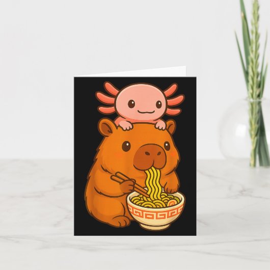 Carte Capybara Anime Ramen Axolotl Drôle Graphique Kawai (Devant)